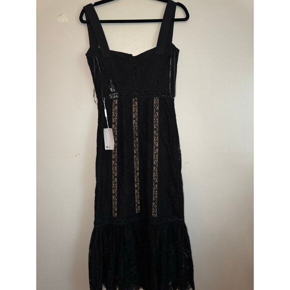 Self-Portrait NWT coquette Black floral Bodycon lace sleeveless midi dress US 4 - Picture 13 of 16